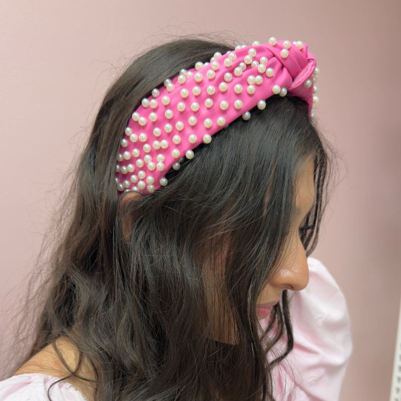 Pearl Pink Leather Headband