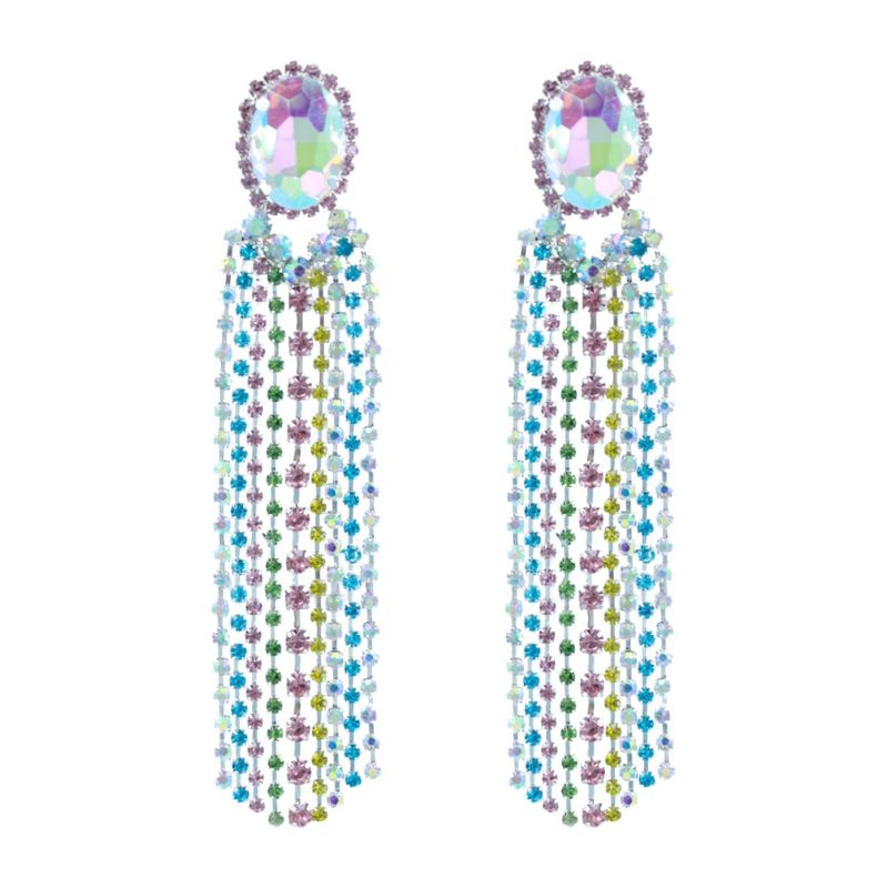 Rhinestone Multicolor Fringe Earrings