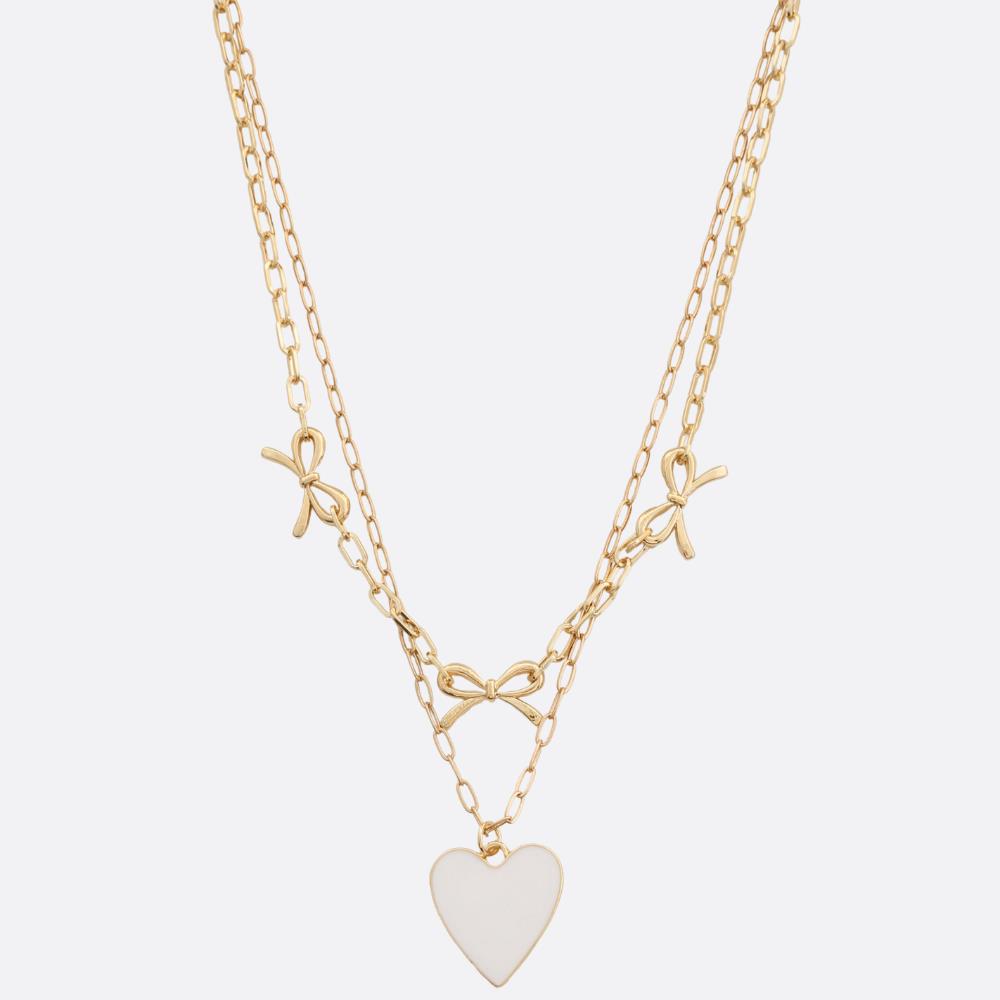 Heart And Bows Necklace