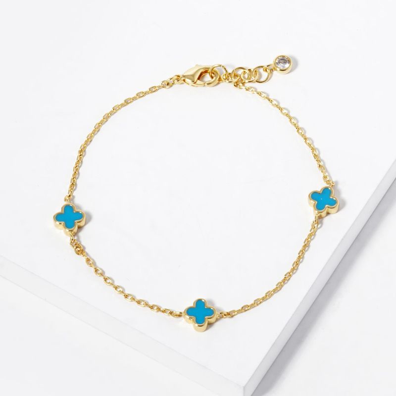 Dainty Small Clover Charm Bracelet