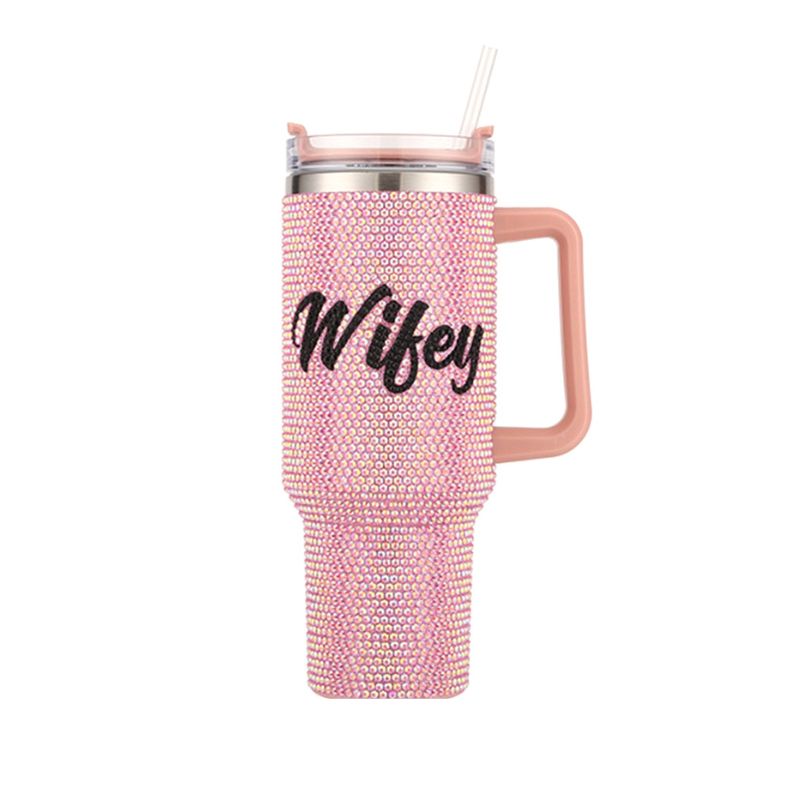 Wifey Pink Bling Tumbler With Handle