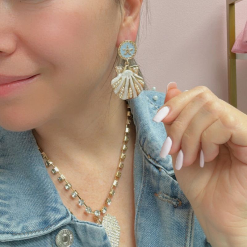 Seashell Pearl Earrings