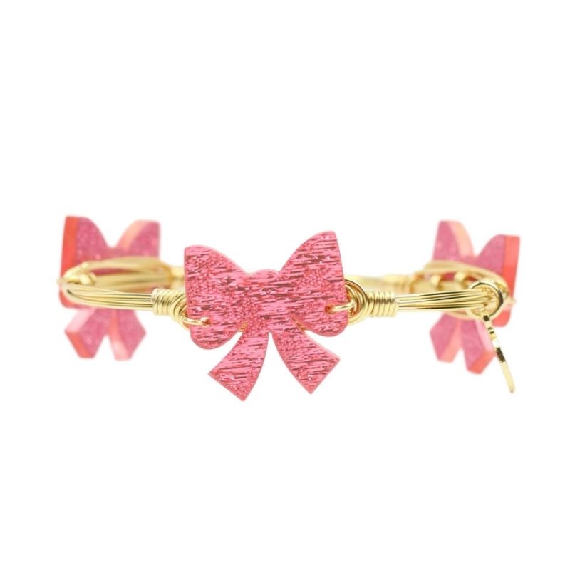 Pink Bow Bangle Bracelet