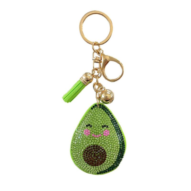 Rhinestone Avocado Keychain