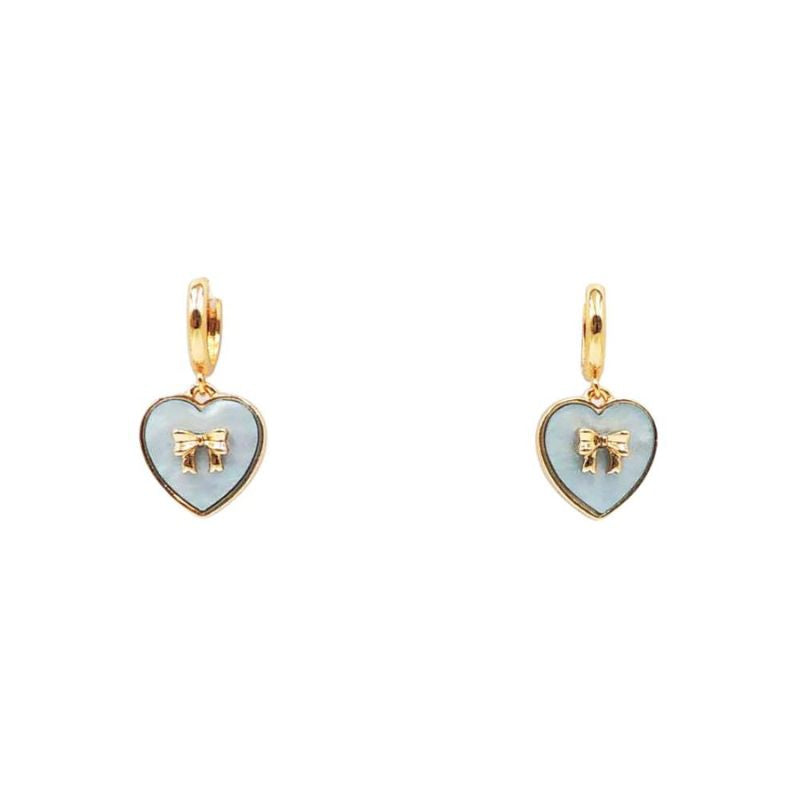 Heart Charm With Bow Earrings