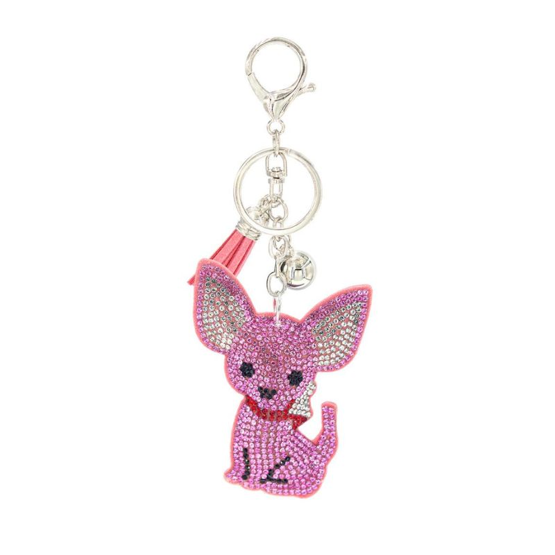 Rhinestone Dog Keychain