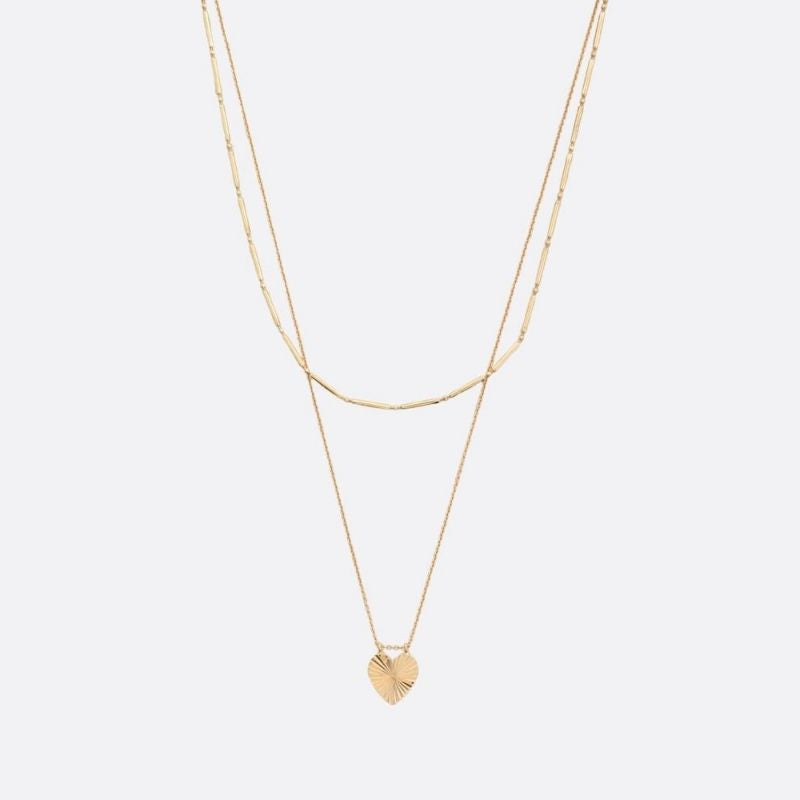 Heart Charm Layered Gold Dipped Necklace