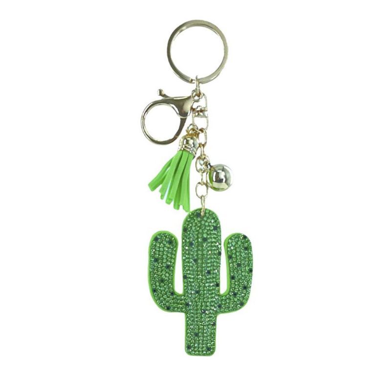 Rhinestone Cactus Keychain