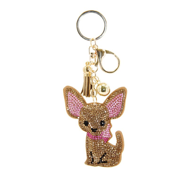 Rhinestone Dog Keychain (brown)