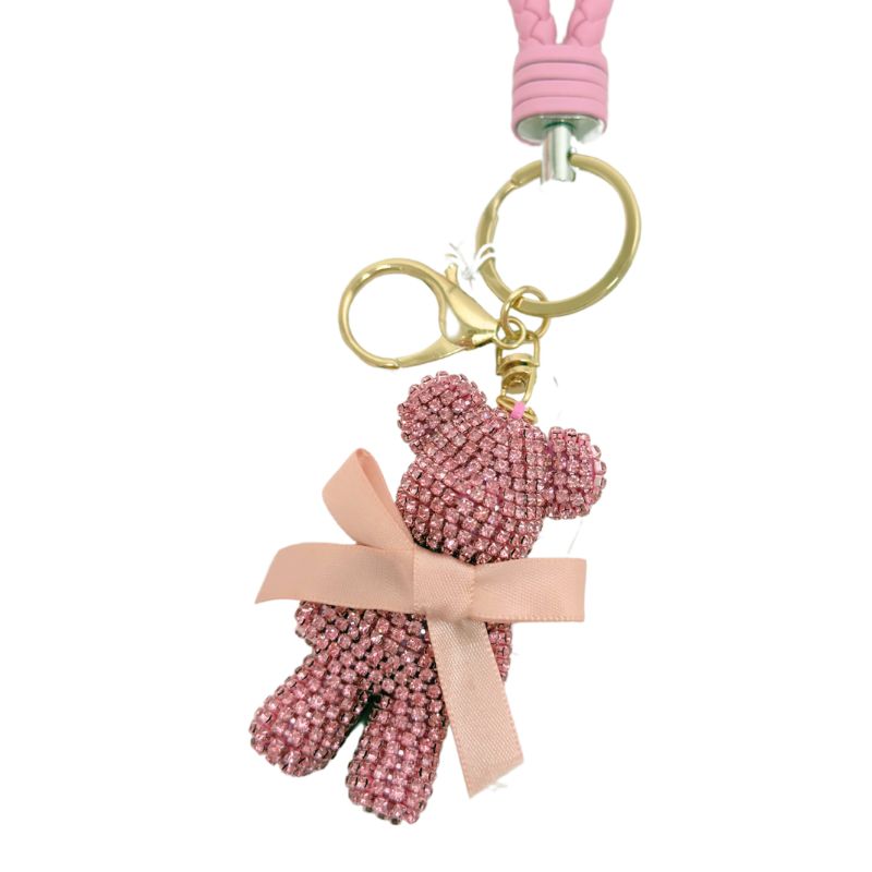 Rhinestone teddy bear keychain
