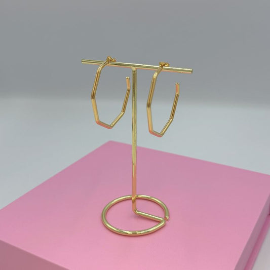 14K Gold Dipped Hexagon Hoop Earrings