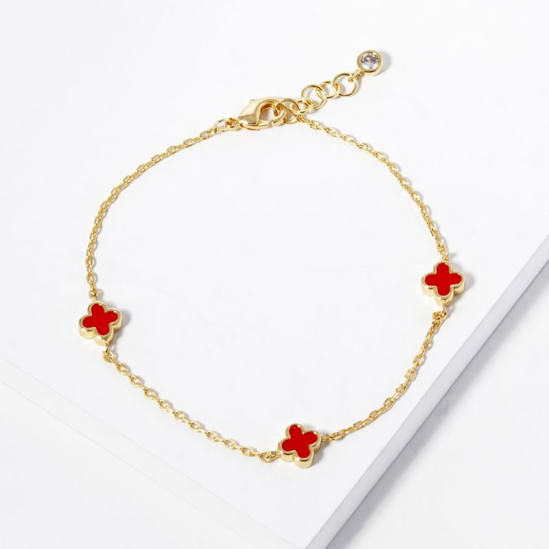 Dainty Small Clover Charm Bracelet