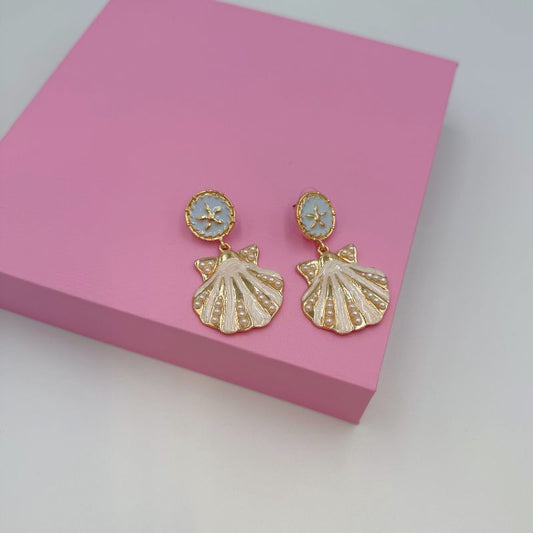 Seashell Pearl Earrings