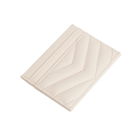 Ivory Quilted Card Holder Wallet