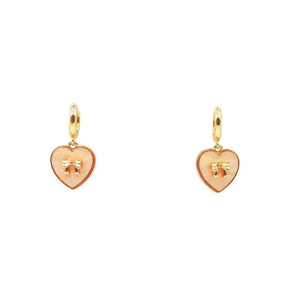 Heart Charm With Bow Earrings