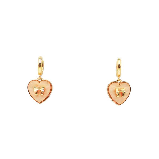 Heart Charm With Bow Earrings