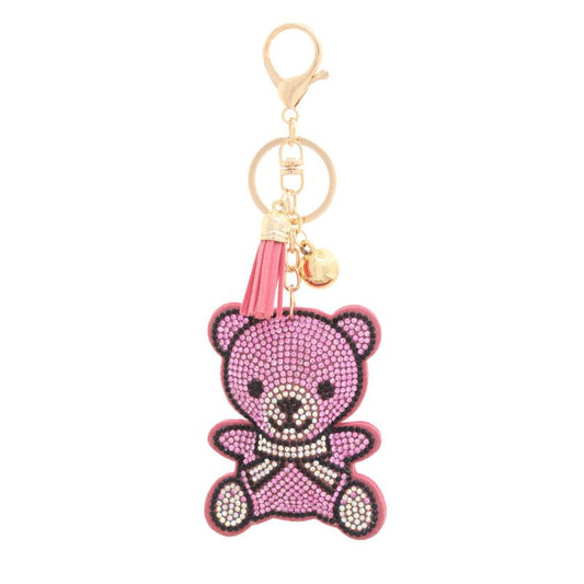 Rhinestone Teddy Bear Keychain