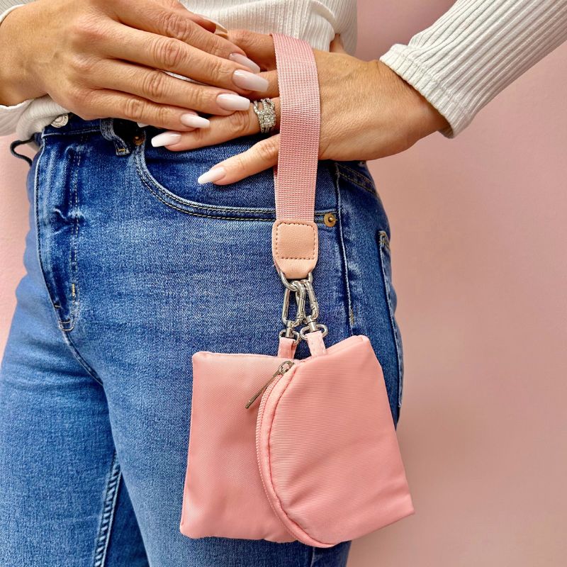 Pink Wristlet Wallet With Strap