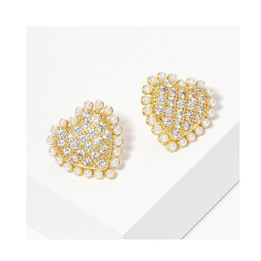 Heart Pearl Post Gold Dipped Earring